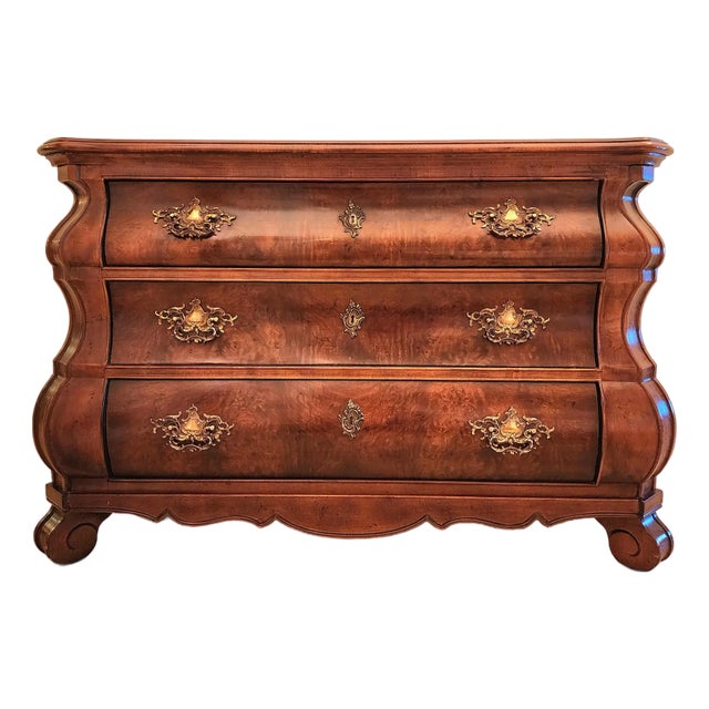 Vintage Henredon Louis XV Style Burled Bombe Chest/Dresser For Sale