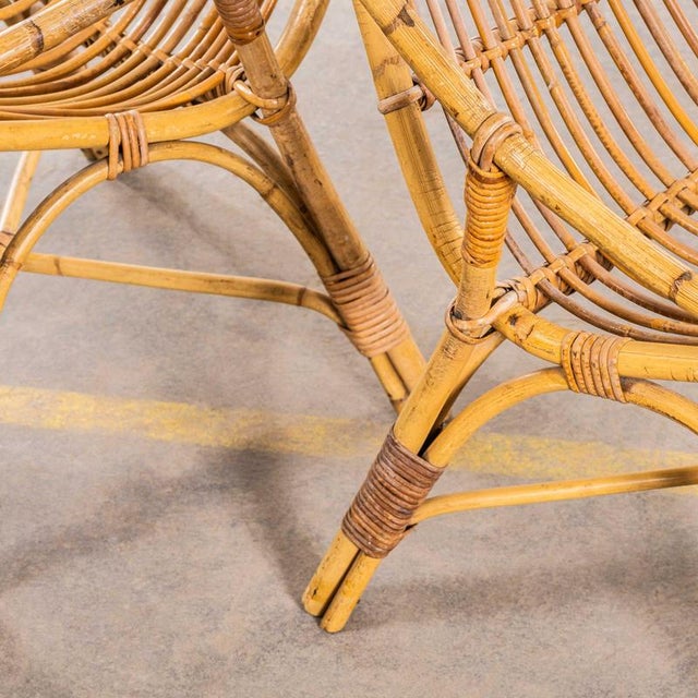 Wood Low French Rattan Armchairs, 1960s, Set of 2 For Sale - Image 7 of 11
