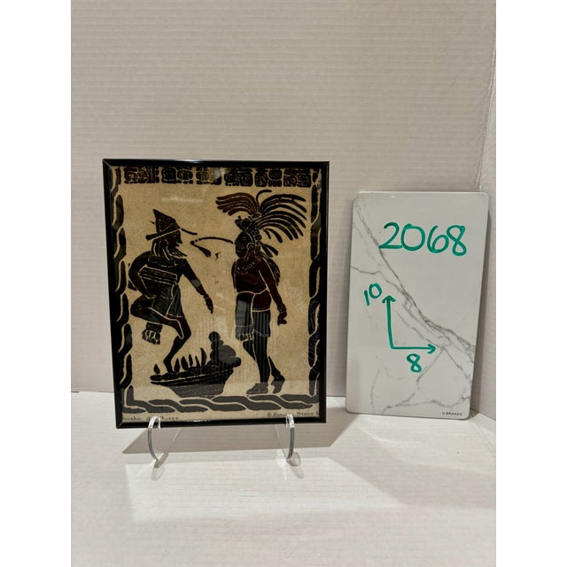 Black Mid 20th Century Signed Mexican Framed Mayan Ceremonial Scene "Prueba Al Fuego" B. Harvey Mexico Folk Art For Sale - Image 8 of 8