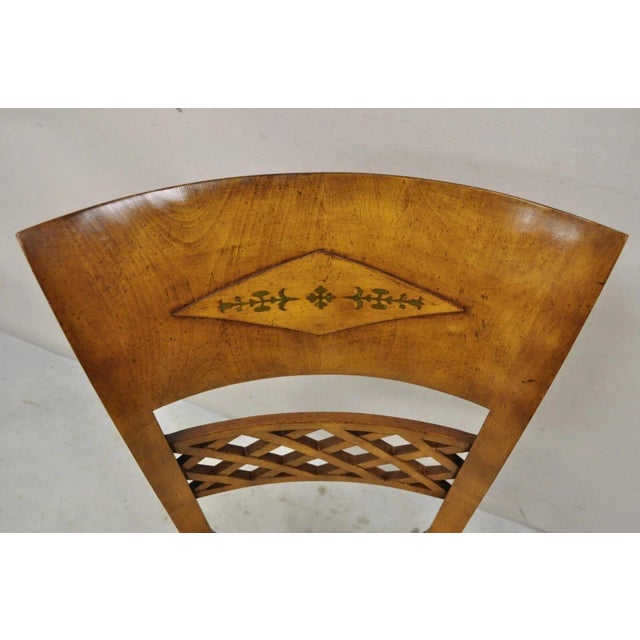 Vintage Italian Regency Burl Wood Brass Inlay Tall Back Dining Chairs - Set of 4 For Sale - Image 11 of 12