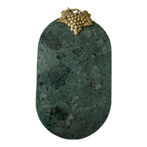 Green Marble Tray / Cheese Board With Gold Grapes