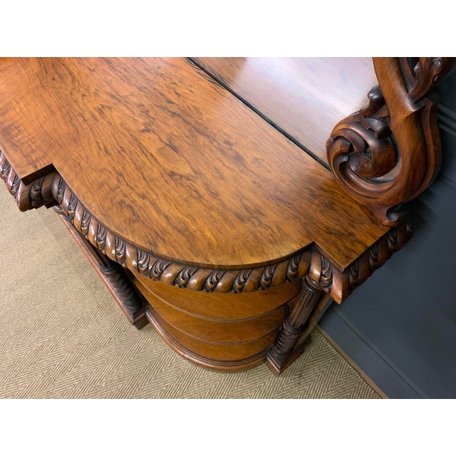 Wood Large Victorian Burr Walnut Mirror with Chiffonier, 1855 For Sale - Image 7 of 18