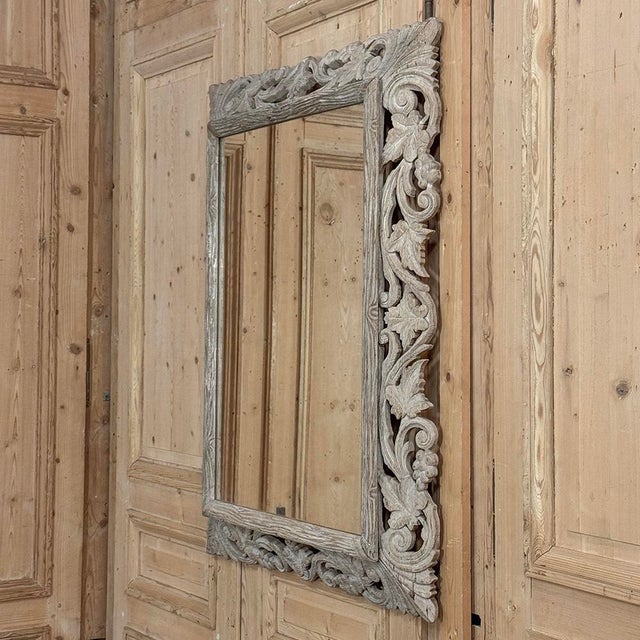 Antique French Renaissance Hand-Carved Ceruse Oak Mirror For Sale - Image 15 of 18