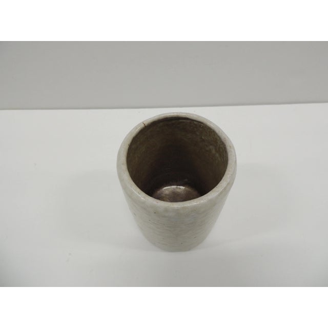 MCM Soft Gray Color Glazed Decorative Ceramic Vase/Vessel For Sale - Image 4 of 6