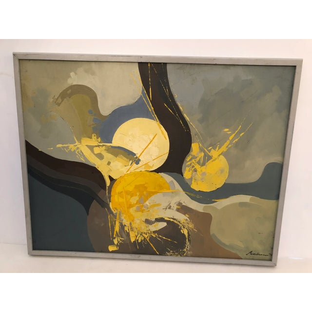 Yellow Mid-Century Modern Abstract Painting For Sale - Image 8 of 8