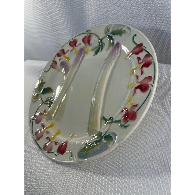 Keller & Guérin Antique French Faience Saint Clement Asparagus Plate For Sale - Image 4 of 12