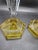 Pair, Vintage Etched Yellow and Transparent Glass Candles Holders For Sale - Image 4 of 5