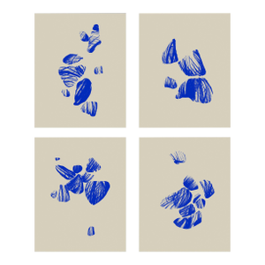Abstract Blue Figure Giclee Prints, Set of 4