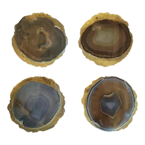 Early 21st Century Brenda Houston Brown and Blue Agate and Brass Coasters - Set of 4