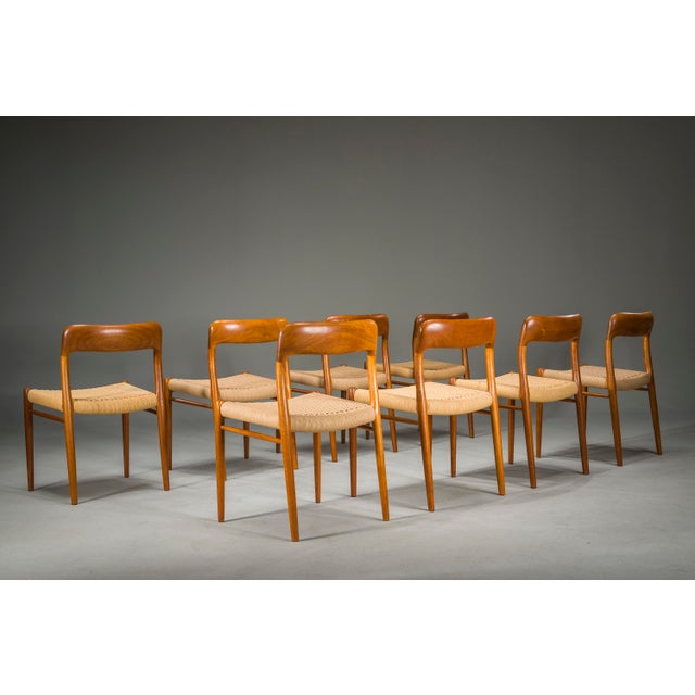 Danish Teak Model 75 Dining Chairs by Niels Møller, 1960s, Set of 8 For Sale - Image 13 of 18