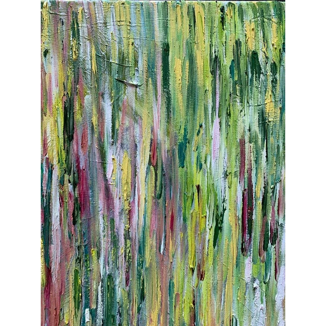 Green "Summer Green" Contemporary Abstract Expressionist Square Oil Painting by Monica Shulman For Sale - Image 8 of 9