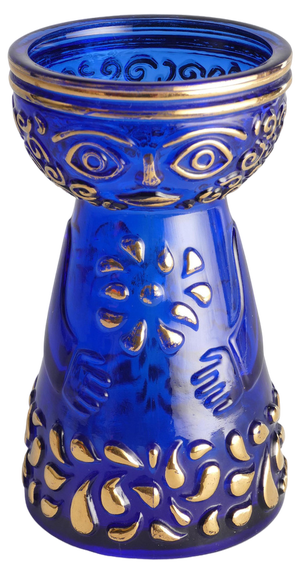 Mid-Century Modern Cobalt Blue and Gold Glass Hyacinth Vase by Walther Glas, 1970s