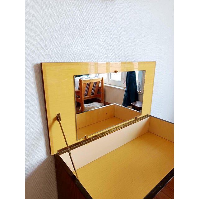 Brown Vintage Lacquered Wooden Dressing Table, 1950s For Sale - Image 8 of 12