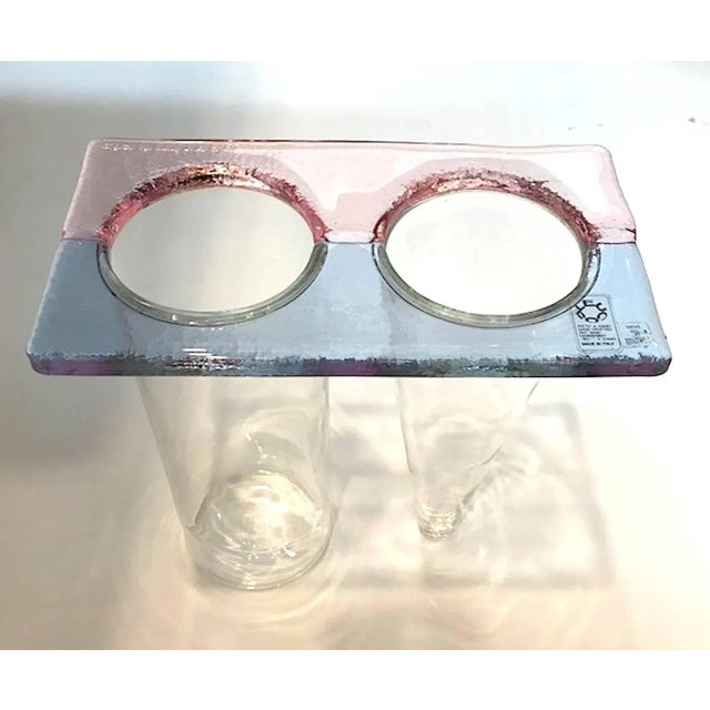 Glass Leucos, 1980s Menphis Stile Double Glass Vase For Sale - Image 7 of 11