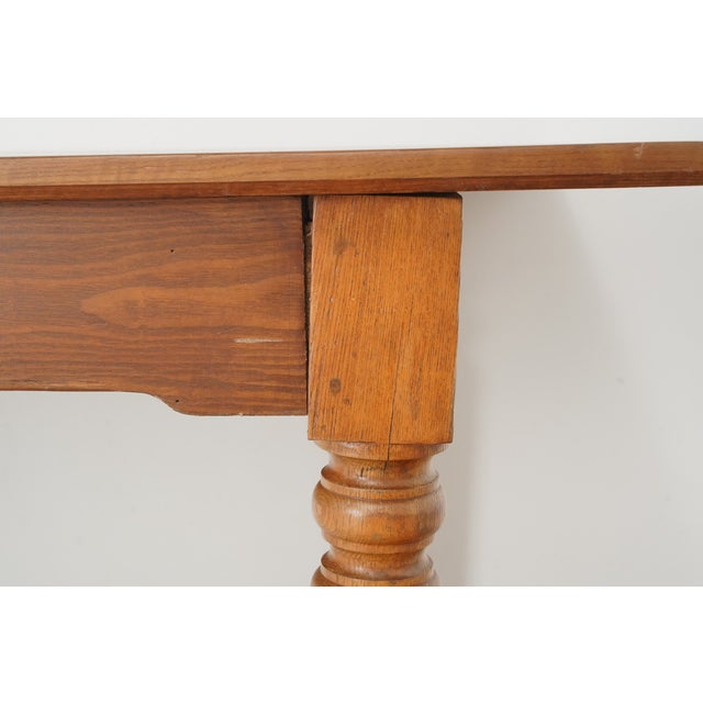 Mid 20th Century Reclaimed 7.5 Ft. Oak Farmhouse Dining Table For Sale - Image 10 of 12