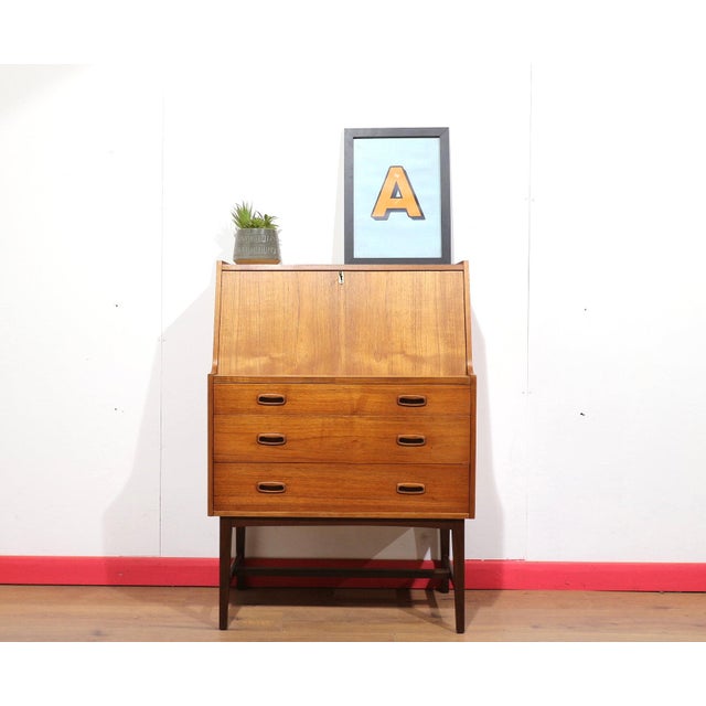 Mid-Century Modern Mid Century Modern Vintage Teak Secretaire Bureau Desk Danish Style For Sale - Image 3 of 15