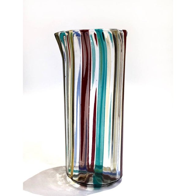 Astonishing drinking set in colored Murano canes made by Angelo Ballarin for Ribes Studio. Gio Ponti glasses are made of...