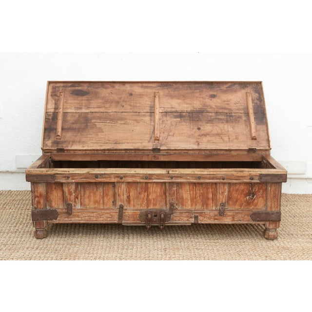 Wood Large Antique Teak Stickbox Chest Coffee Table For Sale - Image 7 of 15