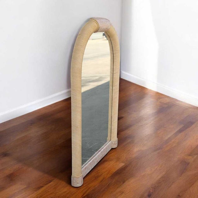 1980s Postmodern Tessellated Stone Arched Wall Mirror For Sale - Image 10 of 18