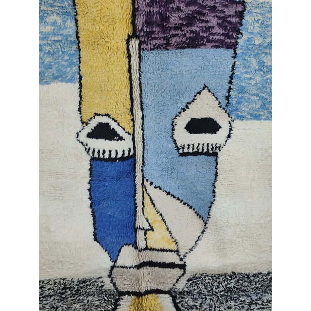 Cubist Abstract Multicolor Handwoven Wool Moroccan Rug For Sale - Image 12 of 12