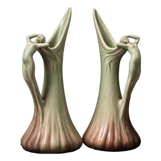 Large Art Nouveau Earthenware Vases from Jérôme Massier, 1890s, Set of 2 For Sale
