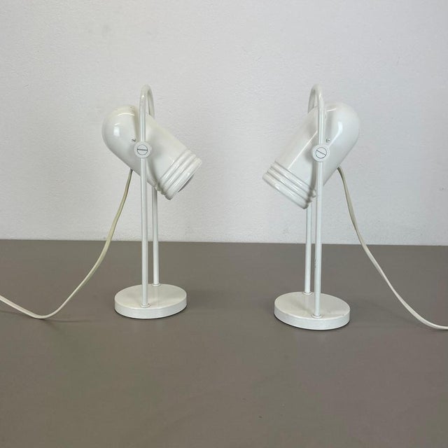 Set of 2 table lights. Age: 1970s Description: set of 2 original 70s german modernist table Lights made of solid metal...