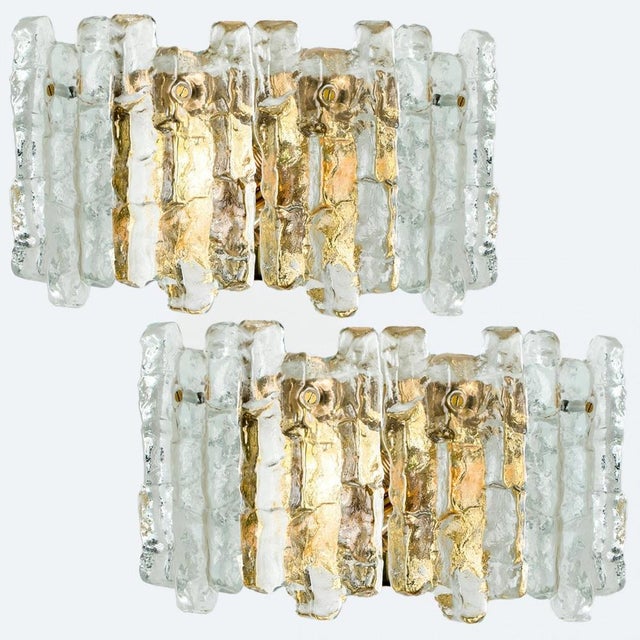 Pair of elegant modern high-end large brass wall lights or sconces, manufactured by J.T. Kalmar, Austria in the 1970s....