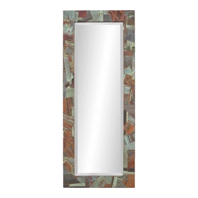 Handcrafted Copper Collage Beveled Dressing Mirror For Sale