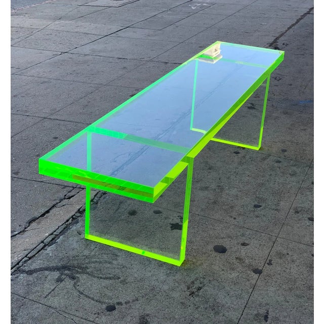 Early 21st Century Amparo Calderon Tapia Custom Lime Green Lucite Bench For Sale - Image 11 of 12