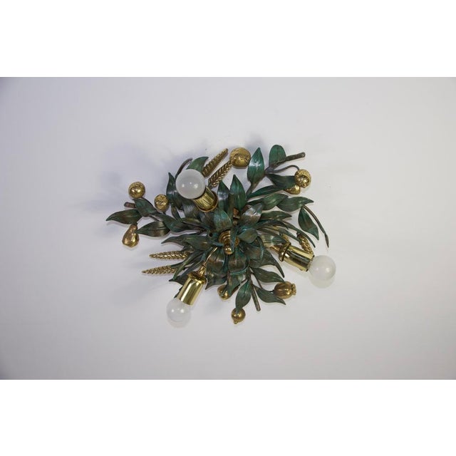 Heavy Flower Shape Green Flush Mount attributed to Hans Möller, Germany, 1960s For Sale - Image 6 of 14