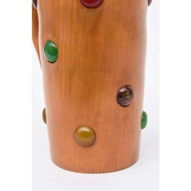 Vintage Italian Wood Resin, Brass Decanter, Jug in Style of Aldo Tura, Barware For Sale In Miami - Image 6 of 9