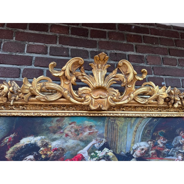 Gold 1960s Italian Rococo Gold Beech Textile Wall Art 1pc For Sale - Image 8 of 15