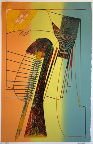 William Schwedler, Surrealist Architectural Landscape "Fall for it" 1970s Chicago Modernist, 1978