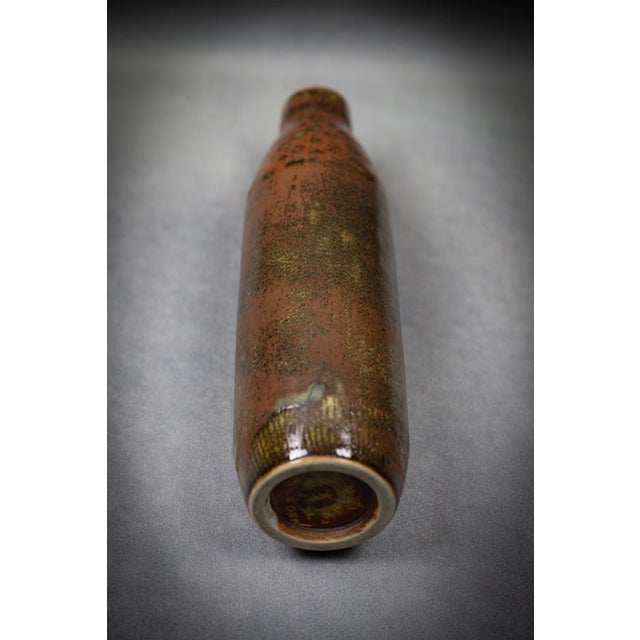 Bottle Vase in Mottled Brown Glazed Stoneware by Carl-Harry Stålhane for Rörstrand, Sweden, 1960 For Sale - Image 10 of 16