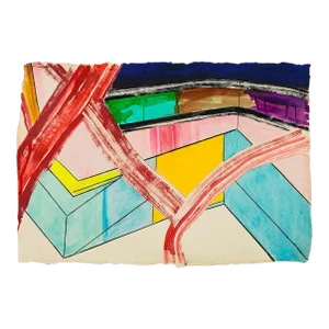 Contemporary Abstract Acrylic and Ink on Handmade Wasli Paper Painting “Screens" by Laura Newman