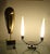 Pair of french art deco table lamps, chrome, glass and brass, opaline glass shade dimensions: h 13 in. X w 13.78 in. X d...