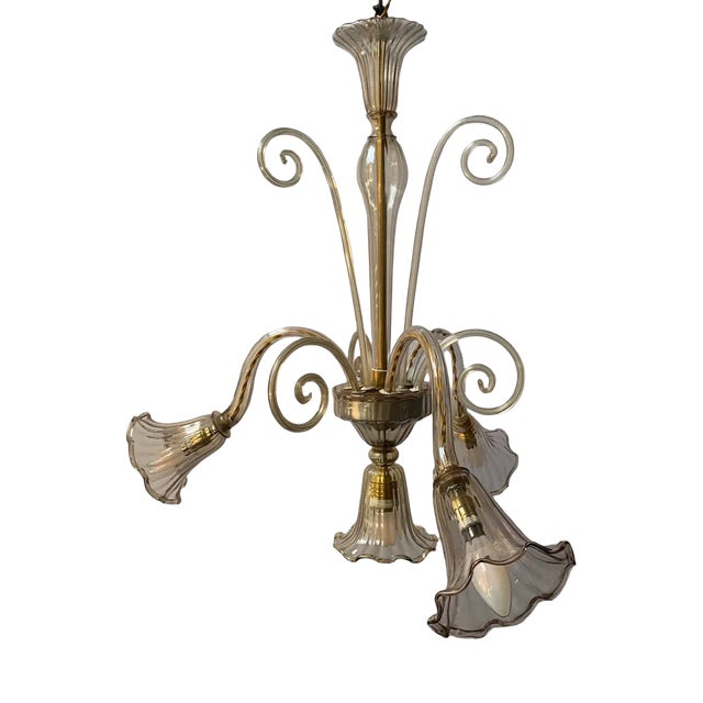 Vintage Hanging Lamp in Murabo Glass from Chapelin Venini, 1930 For Sale