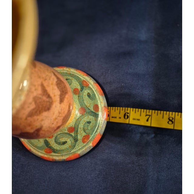 Mid 20th Century Vintage Italian Hand-Painted Folk Art Ceramic Candlestick Holder For Sale - Image 5 of 6