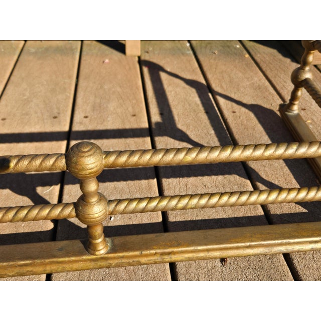 19th Century Victorian 42" Brass Fireplace Fender For Sale - Image 11 of 15