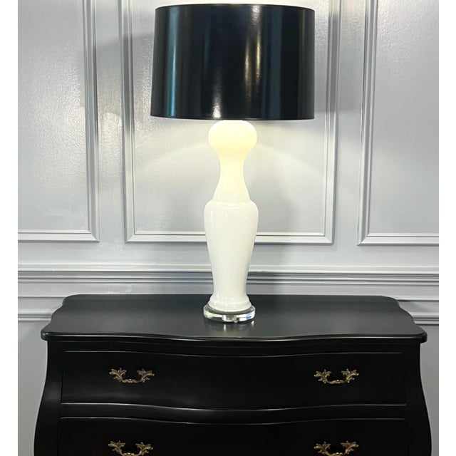 Mid-Century Modern Vintage Murano Ballerina Glass Table Lamps of White For Sale - Image 3 of 10