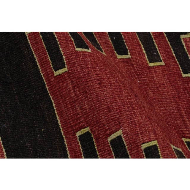 Vintage Mid-Century Sivas Red and Brown Wool Kilim Rug With Mint, Pink, and Blue Accents For Sale - Image 9 of 10