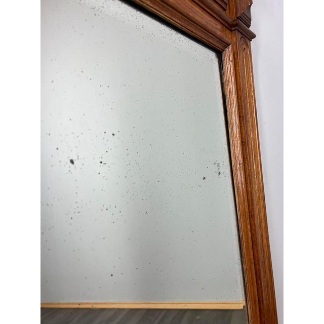 Wood French Wall Mirror with Ornate Carved Oak Frame For Sale - Image 7 of 12