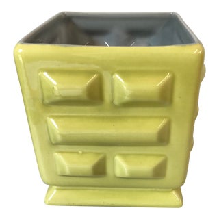 Vintage Yellow Red Wing Geometric Ceramic Planter For Sale