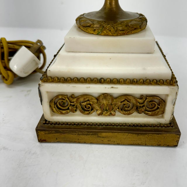 Metal Small 19th Century Marble Gilt Bronze Table Lamp For Sale - Image 7 of 12