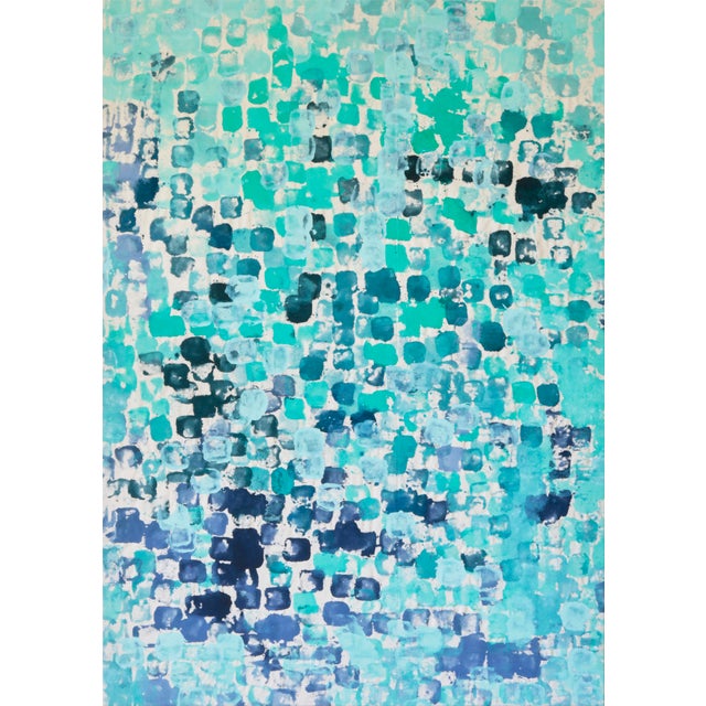 "Wrapped Rocks / Blue Cyan Turquoise Purple" Large Abstract Acrylic Painting by Simon Findlay For Sale