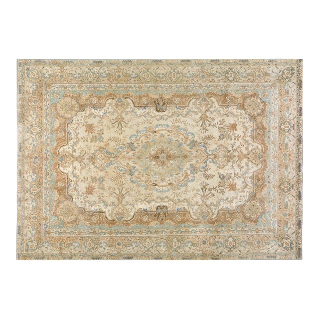 Antique Persian Tabriz Hand Knotted Wool Rug, 6'6''x9'3'' For Sale