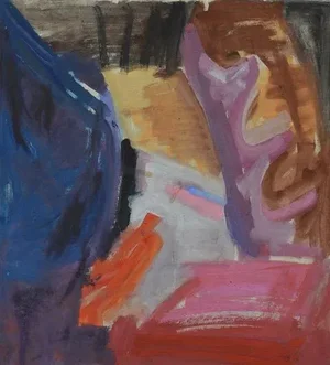 1970s "River Bank" Abstract Tempera Painting by Joanna Salska