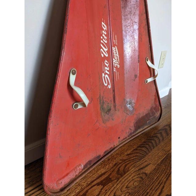 Cabin 1950's Blazon Sno-Wing Sled in Atomic Red For Sale - Image 3 of 12