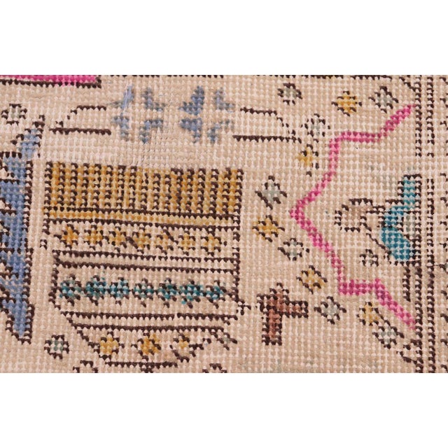 Textile Boho Chic Vintage 1990's Blue/Beige Wool Rug - 7'10'' X 10'11'' For Sale - Image 7 of 10