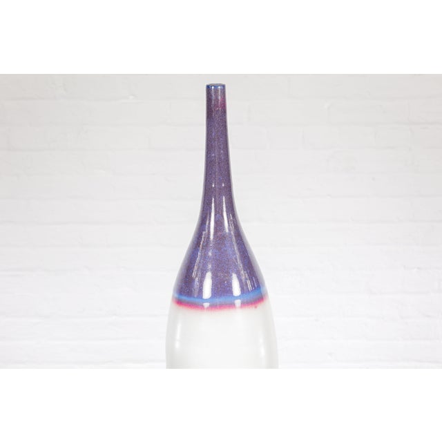 Purple Multicolor Ceramic Bottle Base with Purple, Blue, Pink and White Tones For Sale - Image 8 of 12